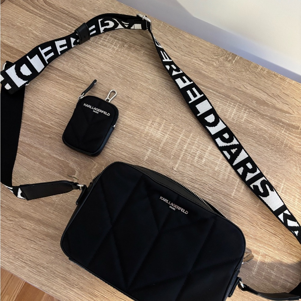 Karl Lagerfeld Black Quilted Crossbody Bag